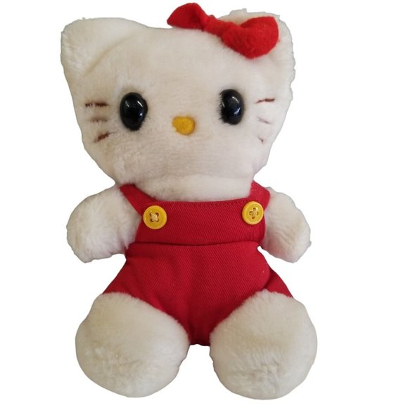 Child Guidance Other - Vintage 1983 Hello Kitty Plush Red Overalls Child Guidance Sanrio CBS Toys 7"